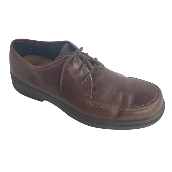 Ecco Comfort Lace Up Loafers Brown Leather 45 - Picture 1 of 11